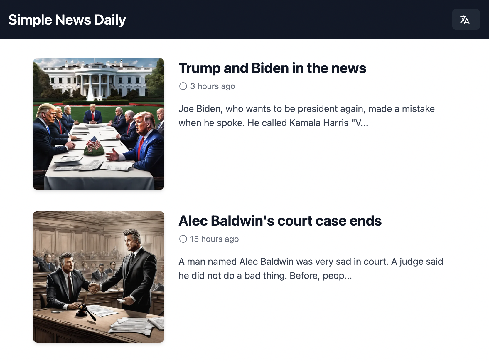 news articles in english